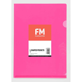 FM Pocket L Shape Clear A4 Pink 12 Pack